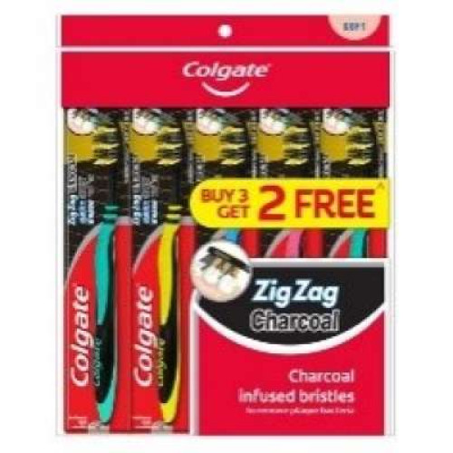 COLGATE ZIG ZAG CHARCOAL TBRUSH 3+2