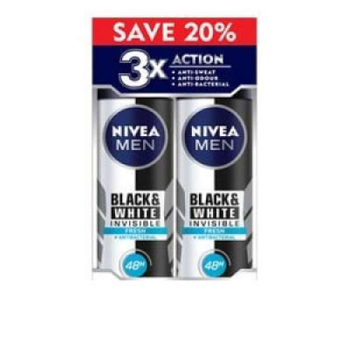 NIVEA (M) SPRAY BLACK&WHITE T/P@20% 150ML*2