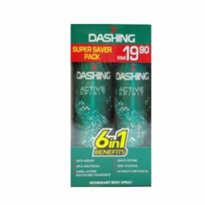 DASHING ACTIVE DEO SPRAY 125ML*2 MP RM19.90