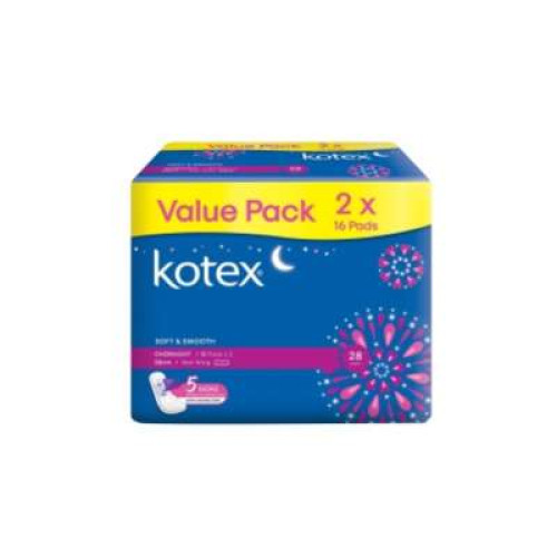 KOTEX SOFT SMOOTH OVERNIGHT 32CM 16S