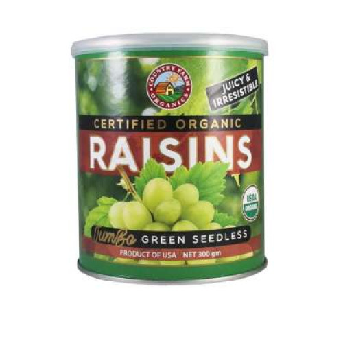 COUNTRY FARM ORGANIC RAISINS G.SEEDLESS 300G