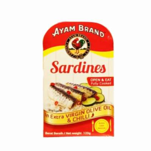 AYAM BRAND SARDINE VIRGIN O/OIL&CHILI 120G