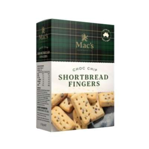 MAC'S CHOC CHIP SHORTBREAD FINGERS 170GM