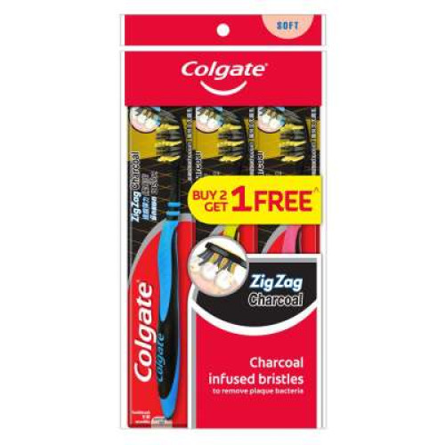 COLGATE ZIG ZAG CHARCOAL TBRUSH 3'S