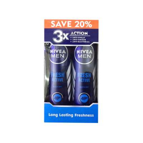 NIVEA B.SPRAY FRESH ACTIVE@25% TP150ML*2