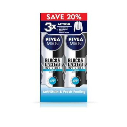 NIVEA (M)BLACK & WHITE FRESH SPRAY 150ML*2