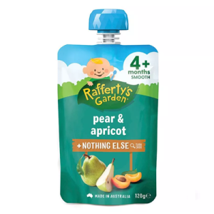 RAFFERTY'S GARDEN PEAR APRICOT BABY FOOD 120GM RAFFERTY'S GARDEN PEAR APRICOT BABY FOOD 120GM