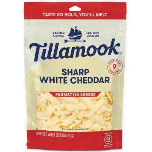 TILLAMOOK SHREDDED SHARP WHITE CHEDDAR 226G (R)