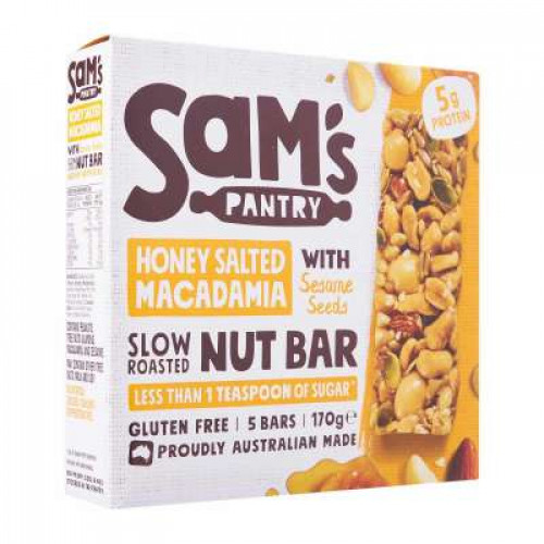 SAM'S PANTRY NUT BARS HONEY SALTED MACADAMIA 170GM