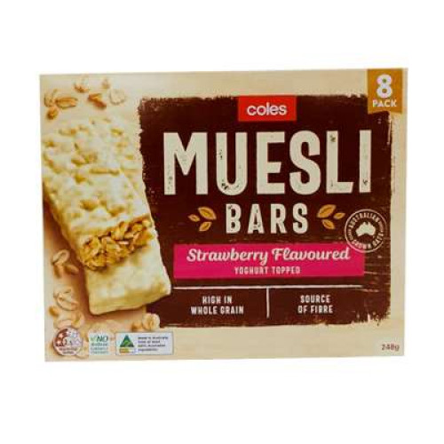 COLES MUESLI BARS STRAW YOGHURT 248G