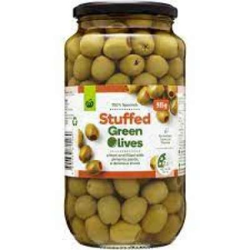 WOOLWORTHS OLIVES GREEN STUFFED 935G