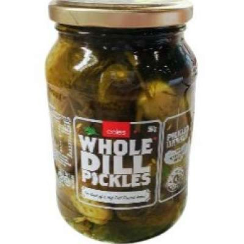 COLES DILL GHERKINS WHOLE 500G