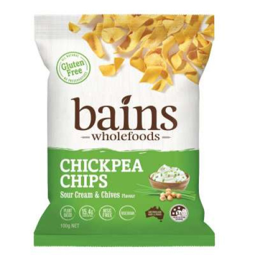 BAINS CHICKPEA CHIPS SOUR CREAM CHIVES 100G