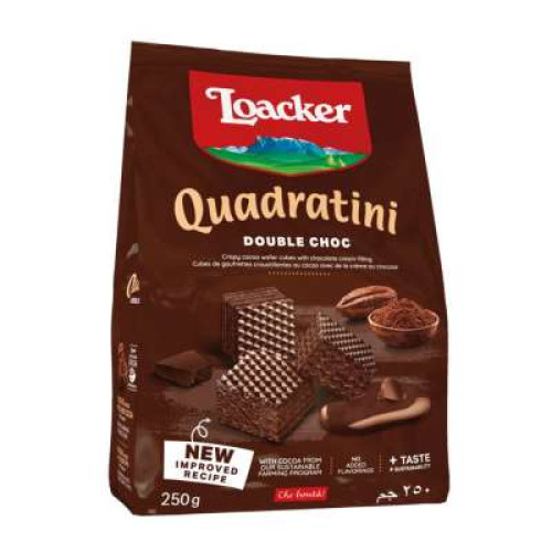 LOACKER QUADRATINI DOUBLE CHOCOLATE 250G