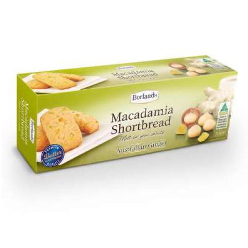 BORLANDS MACADAMIA SHORTBREAD WITH GING 125G