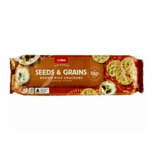 COLES RICE CRACKERS SEEDS 100G