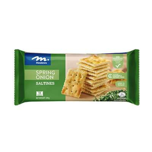 MEADOWS SALTINES SPRING ONION 205GM