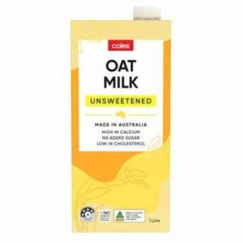 COLES UNSWEETENED OAT MILK 1L