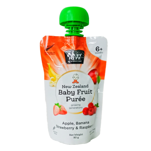 FRUIT HB FRUIT PUREE  APPLE BNN STRAW & RB 90G