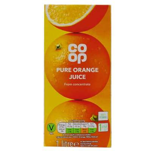 CO OP PURE ORANGE JUICE 1LTR