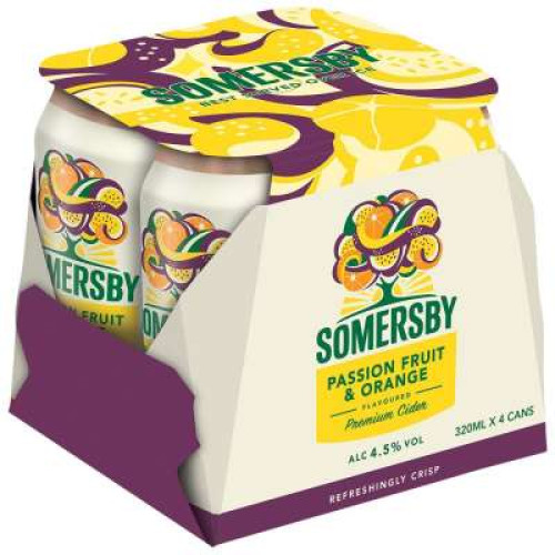 SOMERSBY PASSION FRUIT & ORANGE 320ML *4