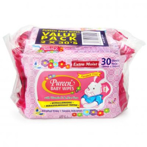 PUREEN BWPK2030 BABY WIPES PINK 30'Sx2 PUREEN BWPK2030 BABY WIPES PINK 30'Sx2