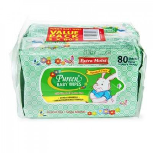 PUREEN BWWH2080 BABY WIPES GRN 80'Sx2