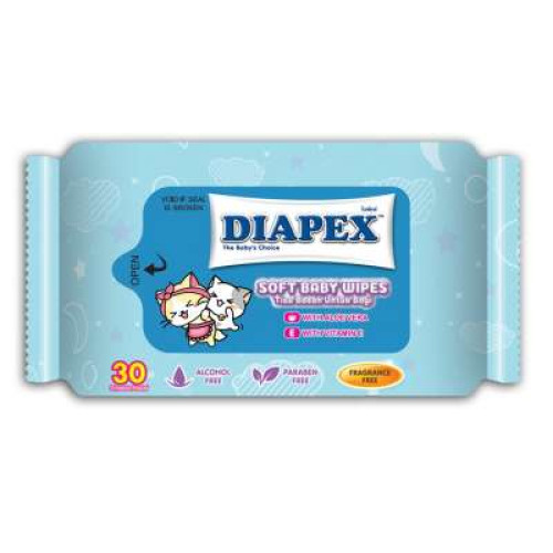 DIAPEX SOFT BABY WIPES 30'SX2