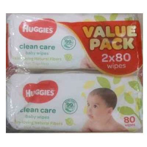 HUGGIES BABY WIPES CLEAN 80S X2 HUGGIES BABY WIPES CLEAN 80S X2
