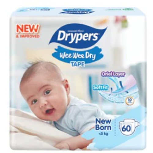 DRYPERS WEE WEE JUMBO PACK NB 60'S