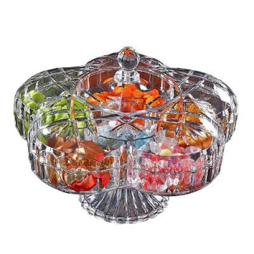 HOGAR HGR7735 6 COMPT FLOWER ACRYLIC CANDY TRAY