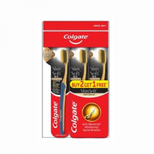 COLGATE SLIM SOFT CHARCOAL GOLD B2F1 3'S